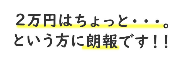 2万円はちょっと・・・。という方に朗報です！！