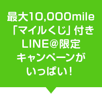 最大10,000mile「マイルくじ」付きLINE＠限定キャンペーンがいっぱい！
